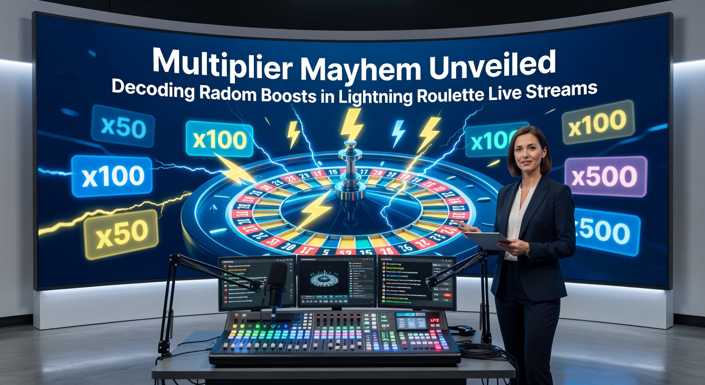 Live-Stream-Screenshot von Lightning Roulette mit aktiven Lucky Numbers und explodierenden Multipliern, inklusive Croupier und Chat-Overlay